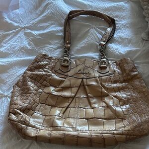 Coach Tan Croc-Embossed Shoulder Bag